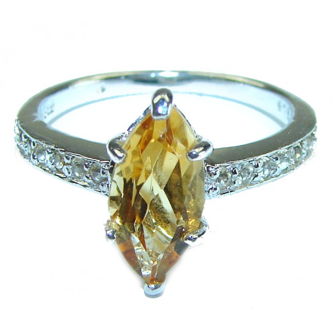 Authentic 3.2 carat Citrine .925 Sterling Silver handmade Cocktail Ring s. 7