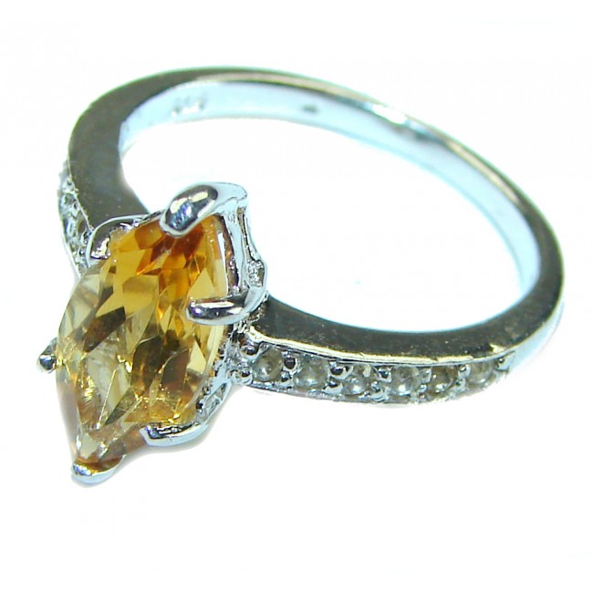 Authentic 3.2 carat Citrine .925 Sterling Silver handmade Cocktail Ring s. 7