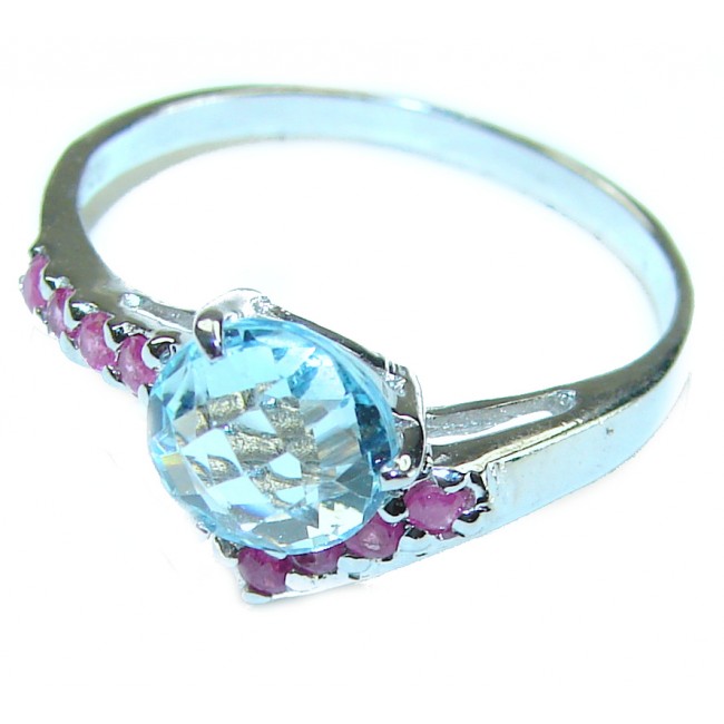 Ocean drop Swiss Blue Topaz .925 Sterling Silver handmade Ring size 8 1/2