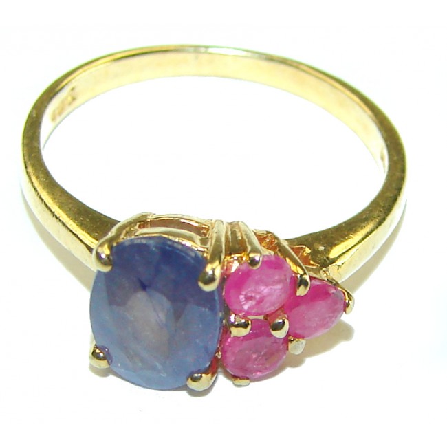 Gianna 2.7 carat Sapphire 14K Gold over .925 Sterling Silver handcrafted ring; s. 6 1/2