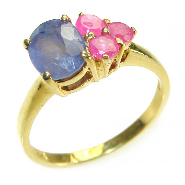 Gianna 2.7 carat Sapphire 14K Gold over .925 Sterling Silver handcrafted ring; s. 6 1/2