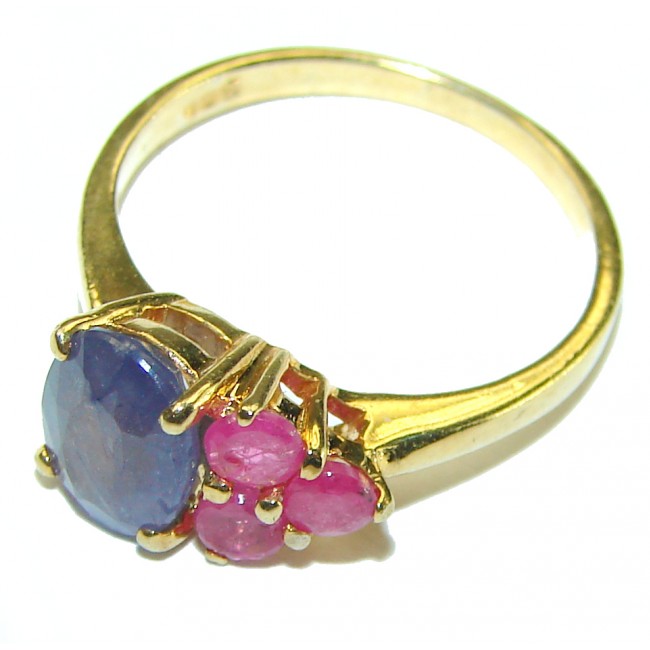 Gianna 2.7 carat Sapphire 14K Gold over .925 Sterling Silver handcrafted ring; s. 6 1/2