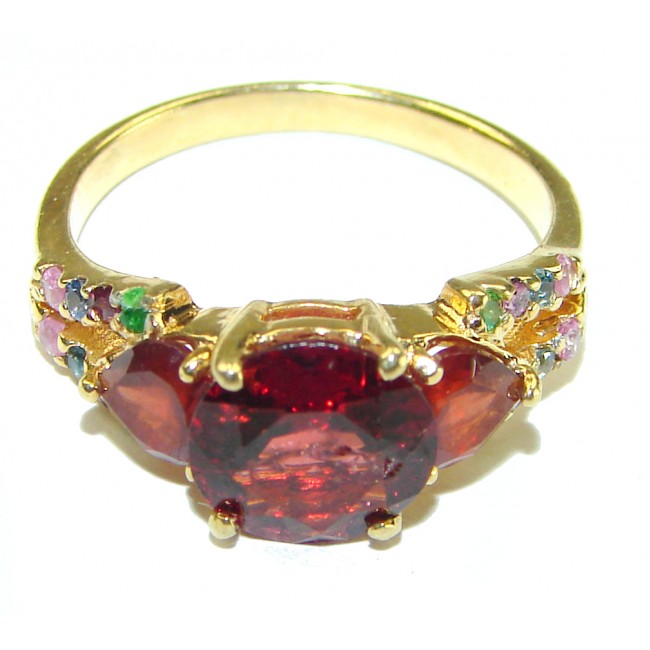 Gianna 4.8 carat Ruby 14K Gold over .925 Sterling Silver handcrafted ring; s. 8