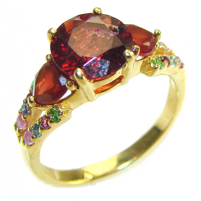 Gianna 4.8 carat Ruby 14K Gold over .925 Sterling Silver handcrafted ring; s. 8