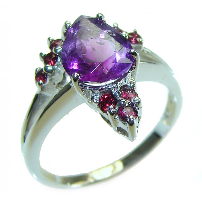 Stunning 4.5 carat Amethyst .925 Sterling Silver handmade Ring size 7 1/4