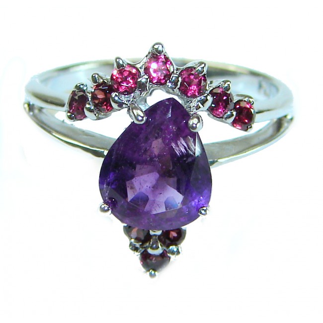 Stunning 4.5 carat Amethyst .925 Sterling Silver handmade Ring size 7 1/4