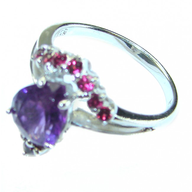 Stunning 4.5 carat Amethyst .925 Sterling Silver handmade Ring size 7 1/4