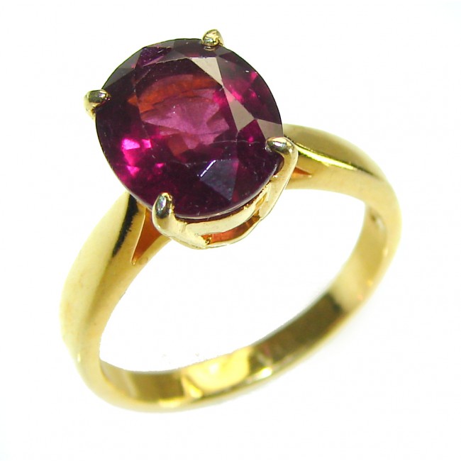 Carmen 4.8 carat Ruby 18K Gold over .925 Sterling Silver handcrafted ring; s. 7