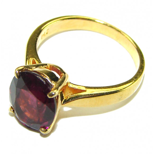 Carmen 4.8 carat Ruby 18K Gold over .925 Sterling Silver handcrafted ring; s. 7