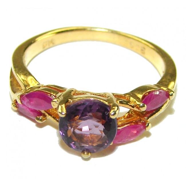 Stunning 2.5 carat Amethyst 14K Gold over .925 Sterling Silver handmade Ring size 7