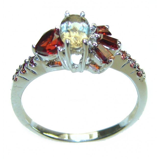 Authentic 3.2 carat Citrine .925 Sterling Silver handmade Cocktail Ring s. 6