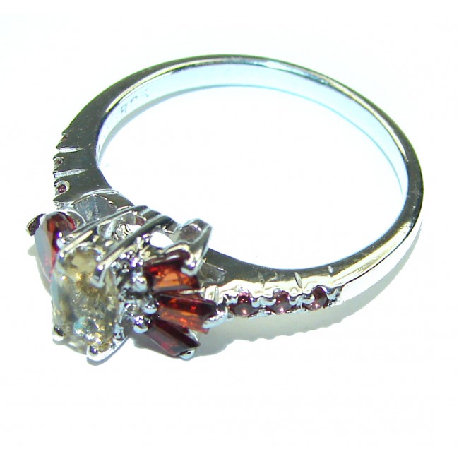 Authentic 3.2 carat Citrine .925 Sterling Silver handmade Cocktail Ring s. 6