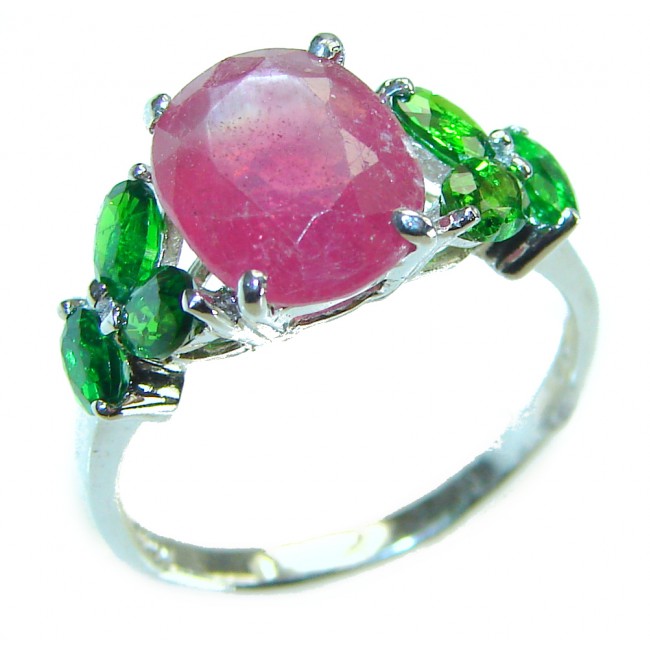 Joanna 4.8 carat Ruby 925 Sterling Silver handcrafted ring; s. 7