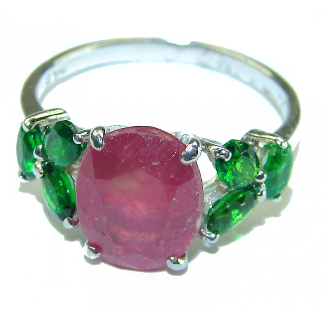 Joanna 4.8 carat Ruby 925 Sterling Silver handcrafted ring; s. 7