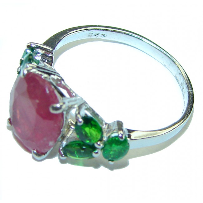 Joanna 4.8 carat Ruby 925 Sterling Silver handcrafted ring; s. 7