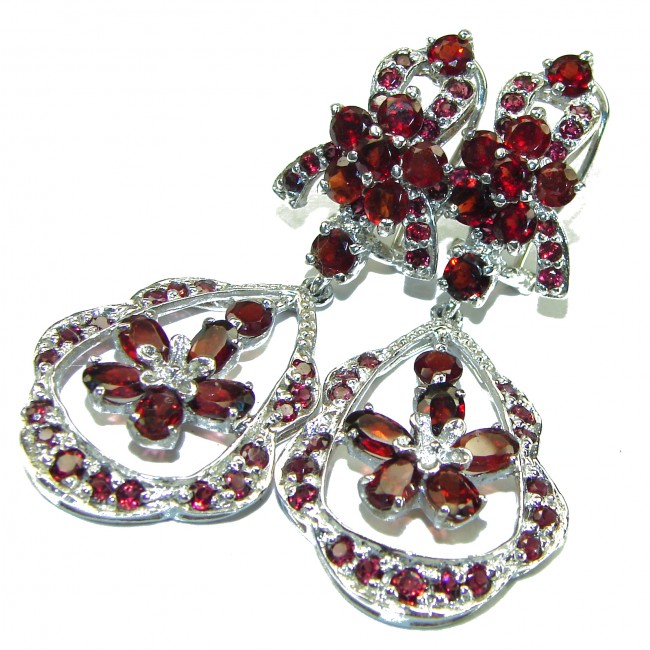 Luxurious oversized natural Garnet .925 Sterling Silver handmade earrings