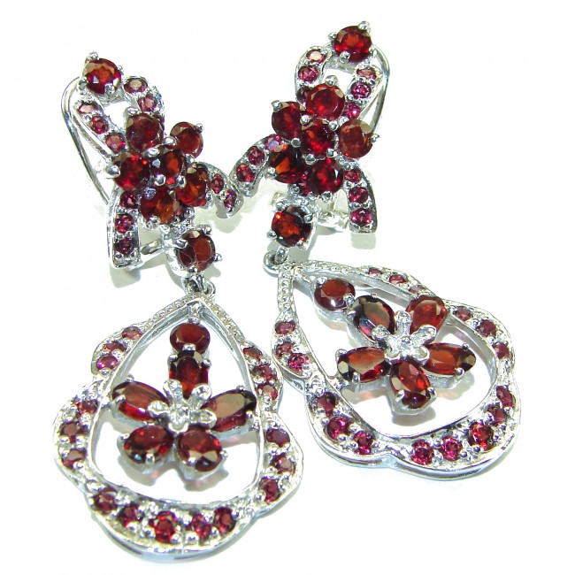 Luxurious oversized natural Garnet .925 Sterling Silver handmade earrings