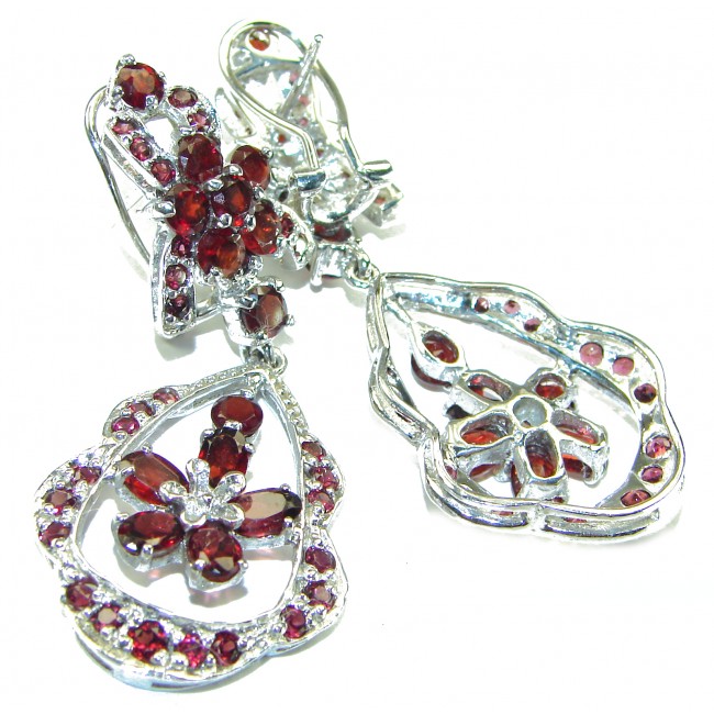 Luxurious oversized natural Garnet .925 Sterling Silver handmade earrings