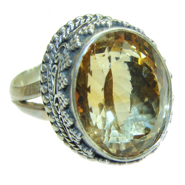 Bohemian Style 10.2 carat Citrine .925 Sterling Silver handmade Ring s. 6