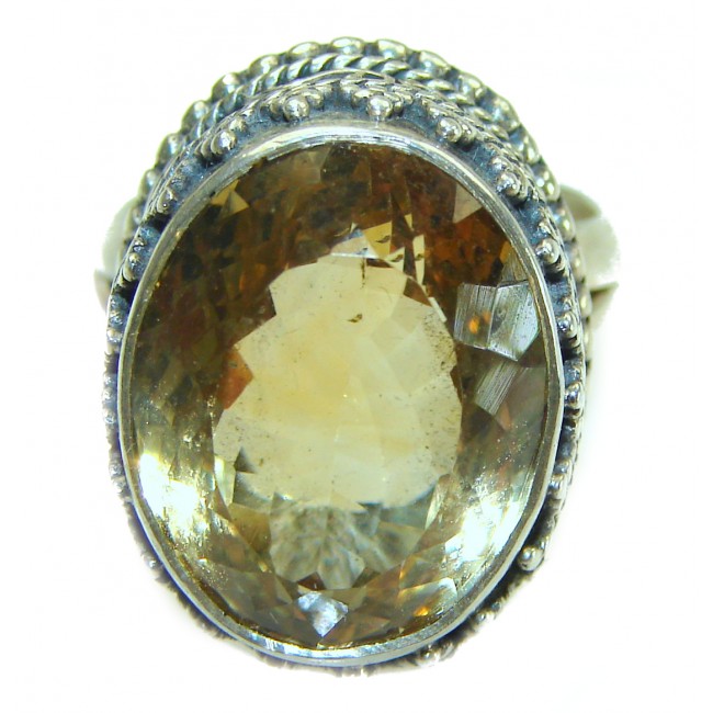 Bohemian Style 10.2 carat Citrine .925 Sterling Silver handmade Ring s. 6