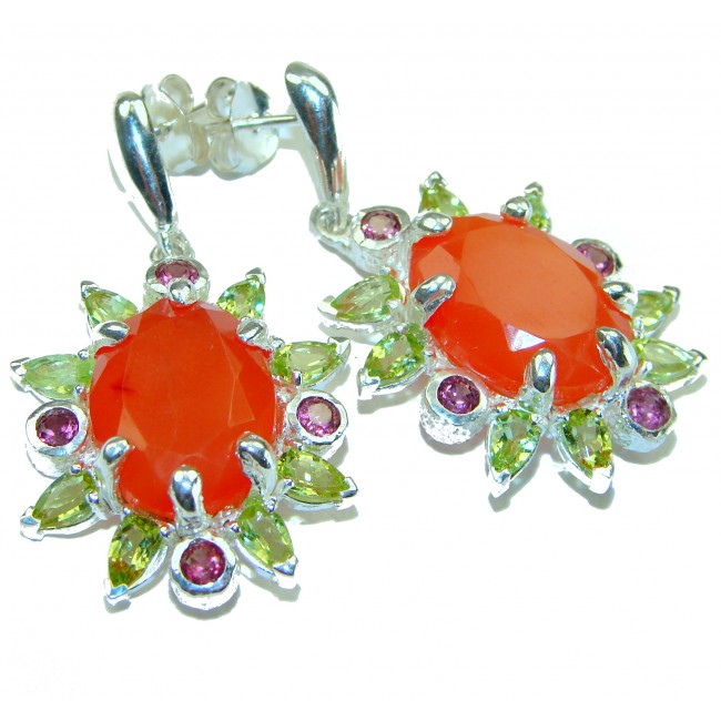 Sublime natural Orange Carnelian .925 Sterling Silver handmade earrings