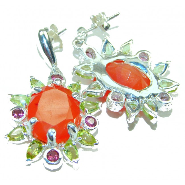 Sublime natural Orange Carnelian .925 Sterling Silver handmade earrings