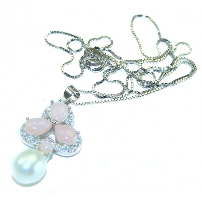 Freedom Genuine Pink Opal .925 Sterling Silver brilliantly handcrafted necklace