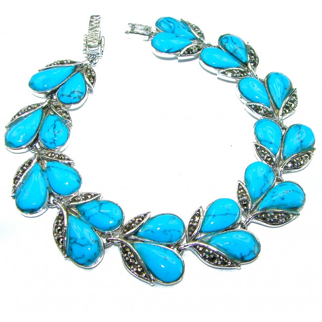 Fantastic Turquoise Marcasite .925 Silver handmade Bracelet