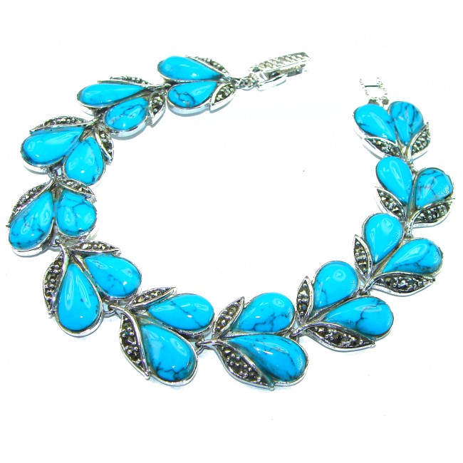 Fantastic Turquoise Marcasite .925 Silver handmade Bracelet