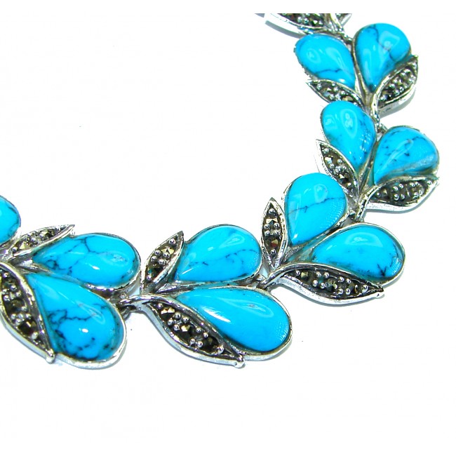 Fantastic Turquoise Marcasite .925 Silver handmade Bracelet