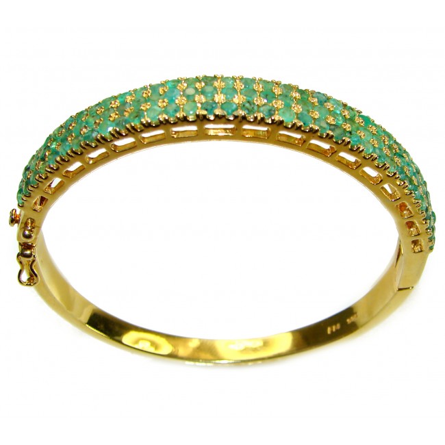 Precious Natural Emerald 14k Gold over .925 Sterling Silver Bangle bracelet