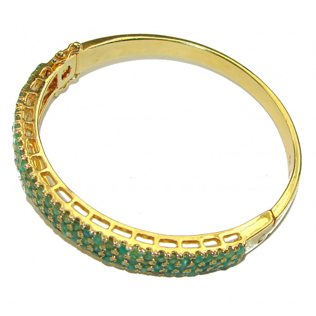 Precious Natural Emerald 14k Gold over .925 Sterling Silver Bangle bracelet