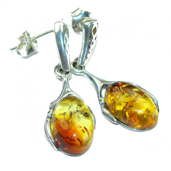 Wonderful Baltic Amber .925 Sterling Silver entirely handcrafted earrings