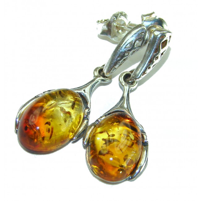 Wonderful Baltic Amber .925 Sterling Silver entirely handcrafted earrings