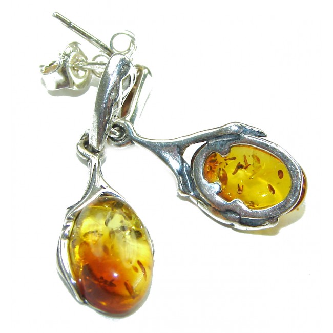 Wonderful Baltic Amber .925 Sterling Silver entirely handcrafted earrings