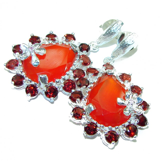 Sublime natural Orange Carnelian .925 Sterling Silver handmade earrings