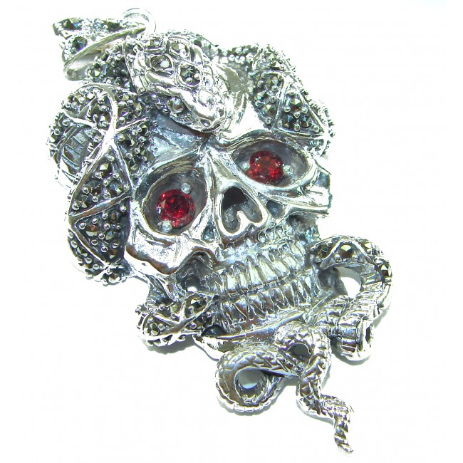 Huge Ghost Rider Ruby Authentic Ruby .925 Sterling Silver handcrafted Pendant