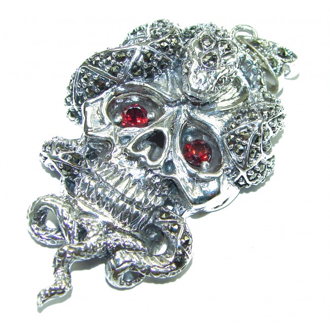 Huge Ghost Rider Ruby Authentic Ruby .925 Sterling Silver handcrafted Pendant