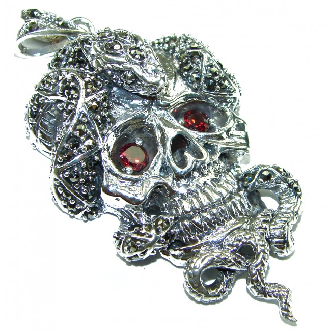 Huge Ghost Rider Ruby Authentic Ruby .925 Sterling Silver handcrafted Pendant