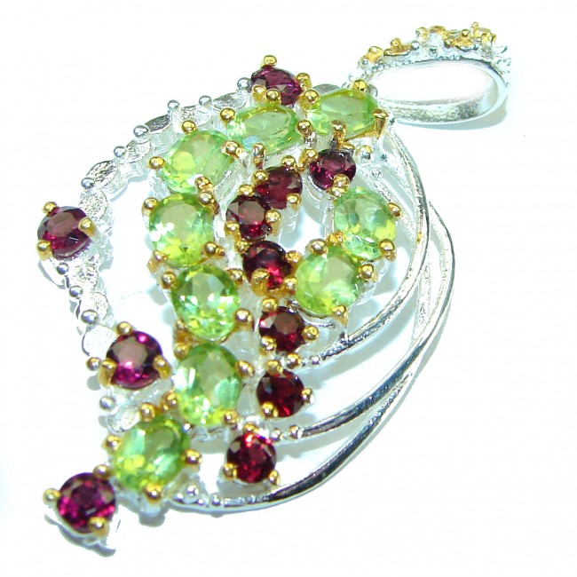 Fresh Beginning authentic Peridot Garnet .925 Sterling Silver handmade Pendant