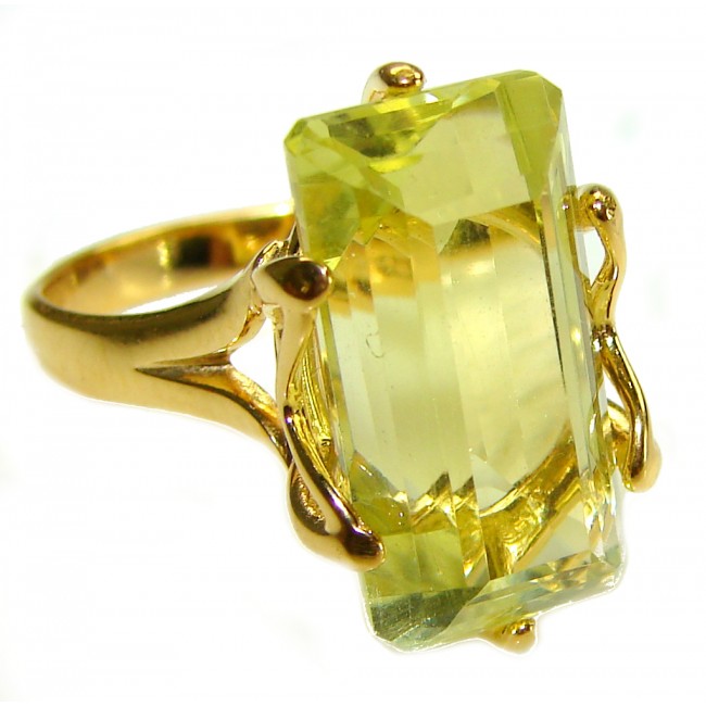 11.8 carat Genuine Lemon Quartz .925 Sterling Silver handcrafted ring size 9