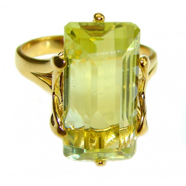 11.8 carat Genuine Lemon Quartz .925 Sterling Silver handcrafted ring size 9