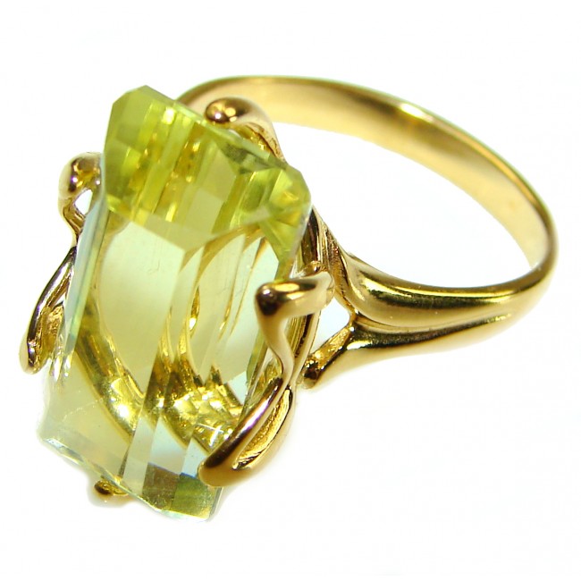 11.8 carat Genuine Lemon Quartz .925 Sterling Silver handcrafted ring size 9