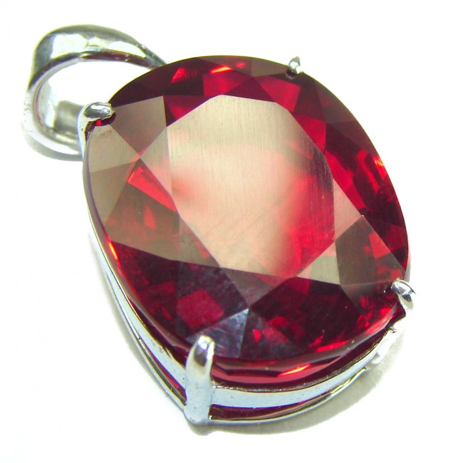 Strawberry Wine 28.5 carat Red Topaz .925 Sterling Silver handmade Pendant