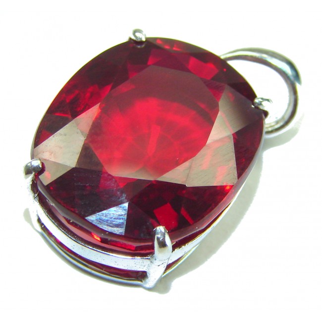 Strawberry Wine 28.5 carat Red Topaz .925 Sterling Silver handmade Pendant