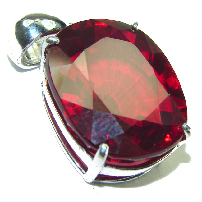 Strawberry Wine 28.5 carat Red Topaz .925 Sterling Silver handmade Pendant