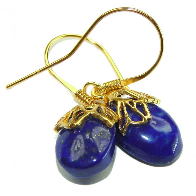 Gorgeous Lapis Lazuli 14K Gold over .925 Sterling Silver handcrafted earrings