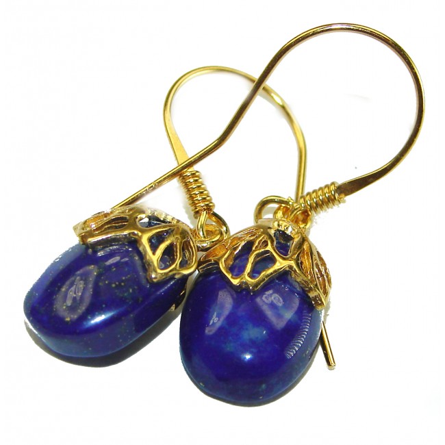 Gorgeous Lapis Lazuli 14K Gold over .925 Sterling Silver handcrafted earrings