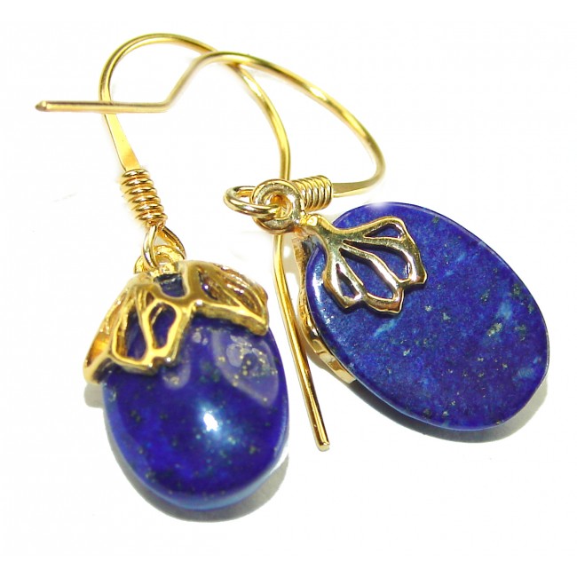 Gorgeous Lapis Lazuli 14K Gold over .925 Sterling Silver handcrafted earrings