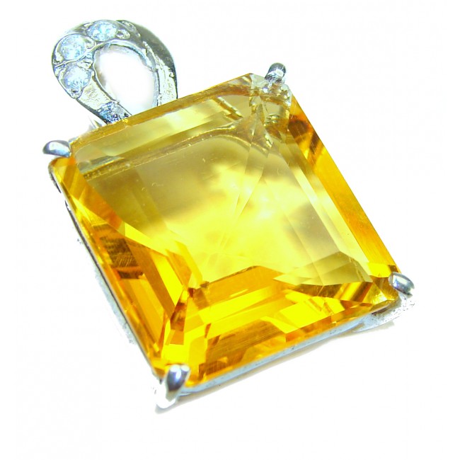 25.5 carat authentic Golden Topaz .925 Sterling Silver handcrafted pendant